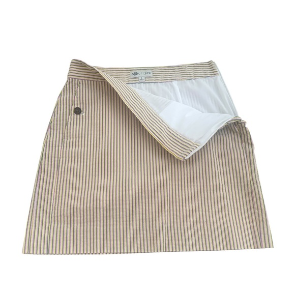 J. Crew pink/green/yellow Striped seersucker cotton blend Mini Skirt pockets 6 - Picture 4 of 7